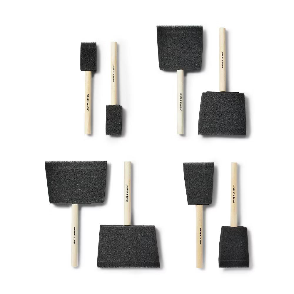 8ct Foam Brush Variety Pack - Artist Paint Applicators for Watercolor & Acrylic, Off-White, 6.5" Length - Image 2