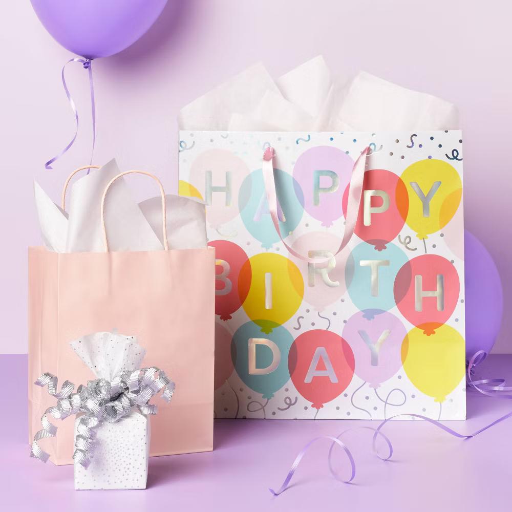 "Happy Birthday" Balloon Square Gift Bag - Multicolor, Paper, 15x15x8, Birthday Gift Bags - Image 2