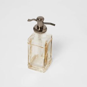 Antique Glass Tall Soap Pump Brown