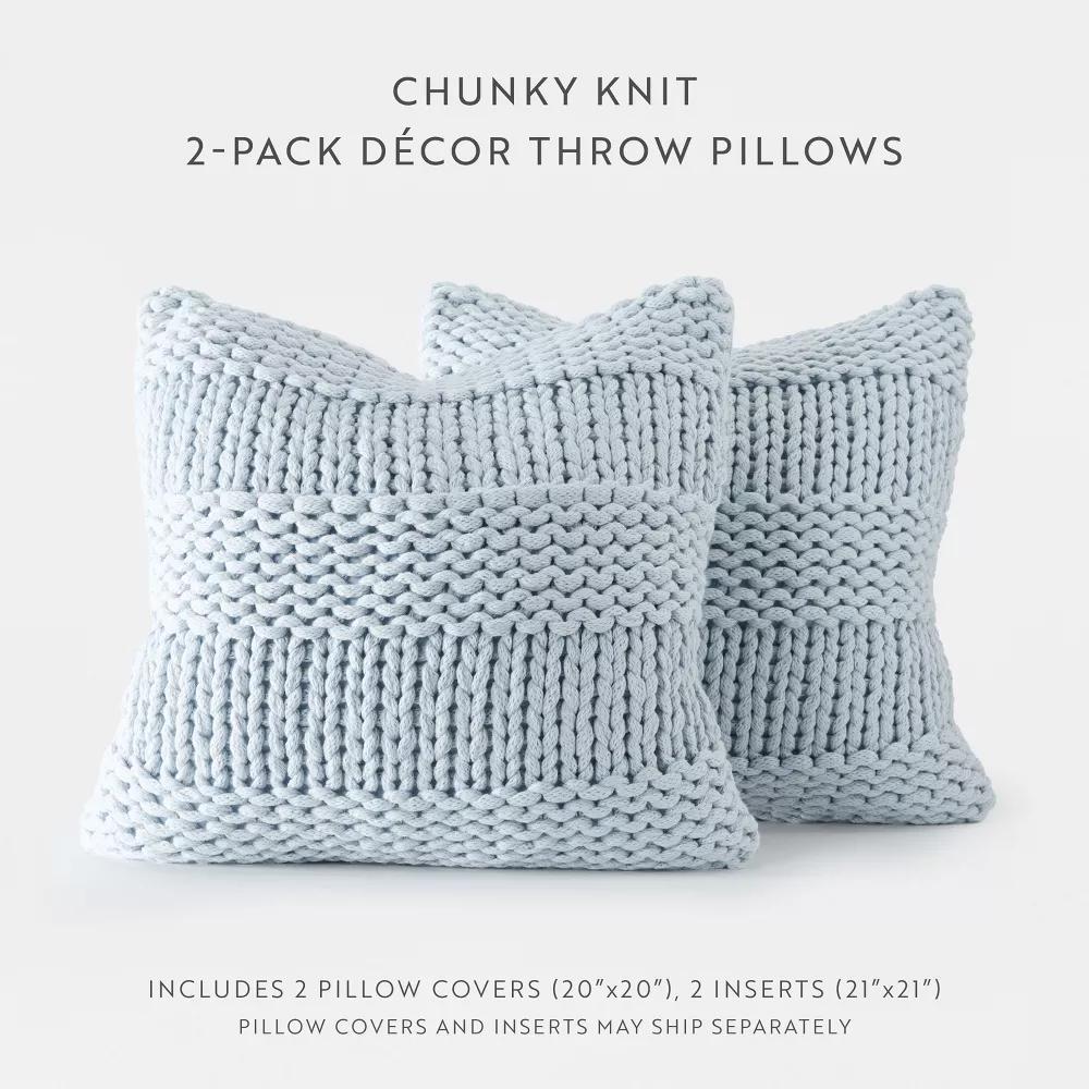 Cozy Chunky Knit Throw Pillow Cover And Pillow Insert - Image 79
