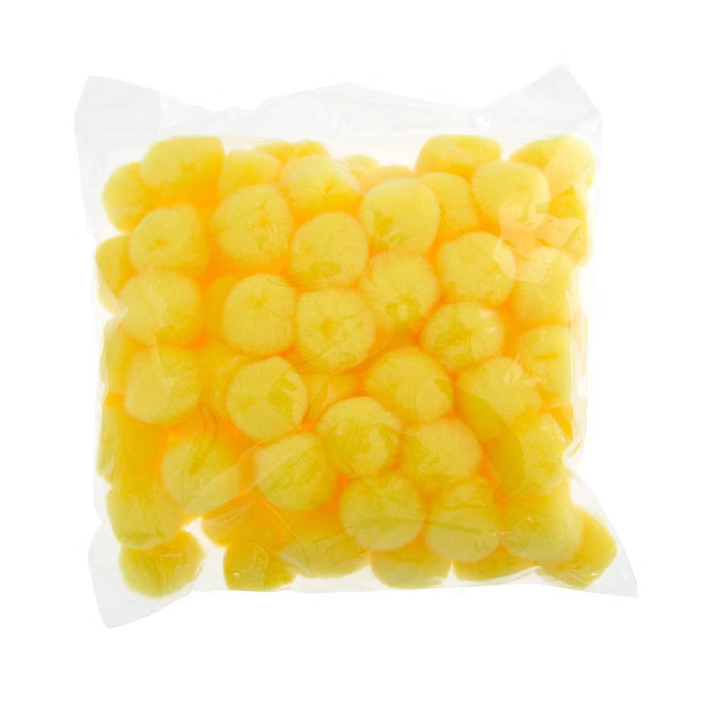 1in Yellow Pom Poms for Crafts DIY Art Creative, 100pcs - Image 3