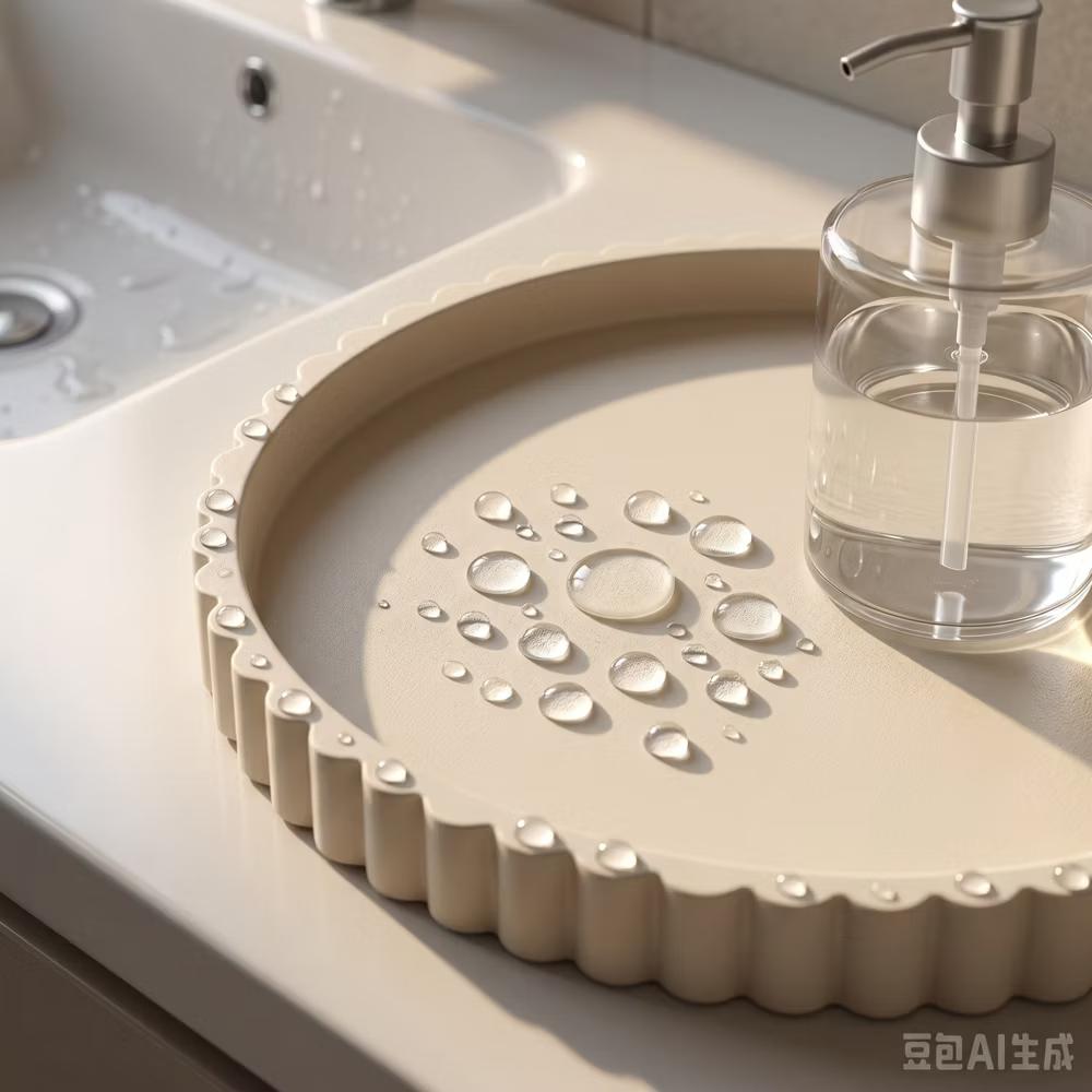 2Pc Round Silicone Vanity Tray Set Decorative Catchall Organizer for Bathroom Countertop Perfume White - Image 46