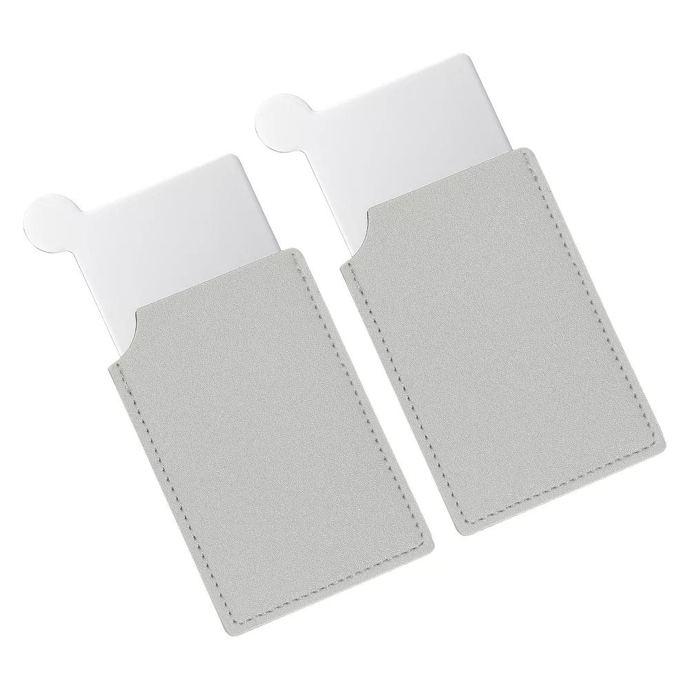 Small Rectangle Travel Women Portable Pocket Mirror with Leather Case 2 Pcs - Image 19