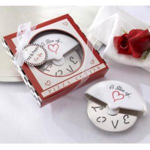 12ct Slice of Love Pizza Cutter: Wedding Party Favors, Use Only, White, All Ages