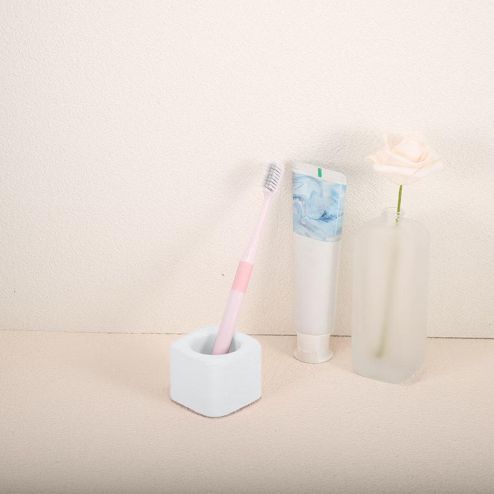 Bathroom Square Mini Ceramic Toothbrush Holder 2.2"x1.73" 2Pcs - Image 22