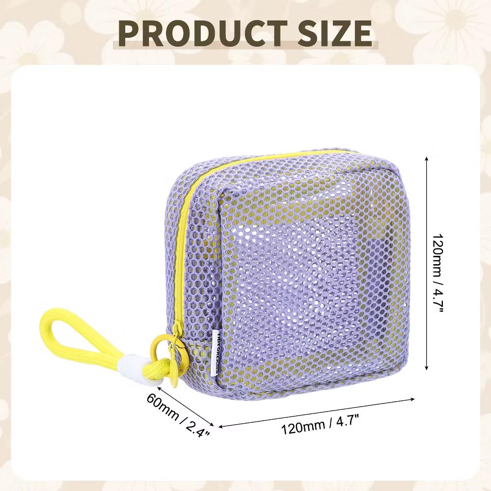 Mesh Travel Toiletry Organizing Zipper Mini Makeup Bag with Strap 4.7" - Image 10