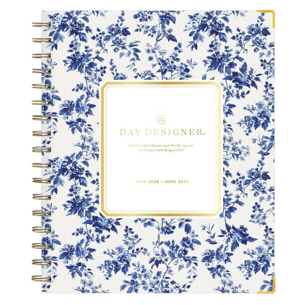 Day Designer 7"x9" 2026-2027 Planner Fleurie Blue Matte Laminated Weekly/Monthly Safety Wirebound - Image 6