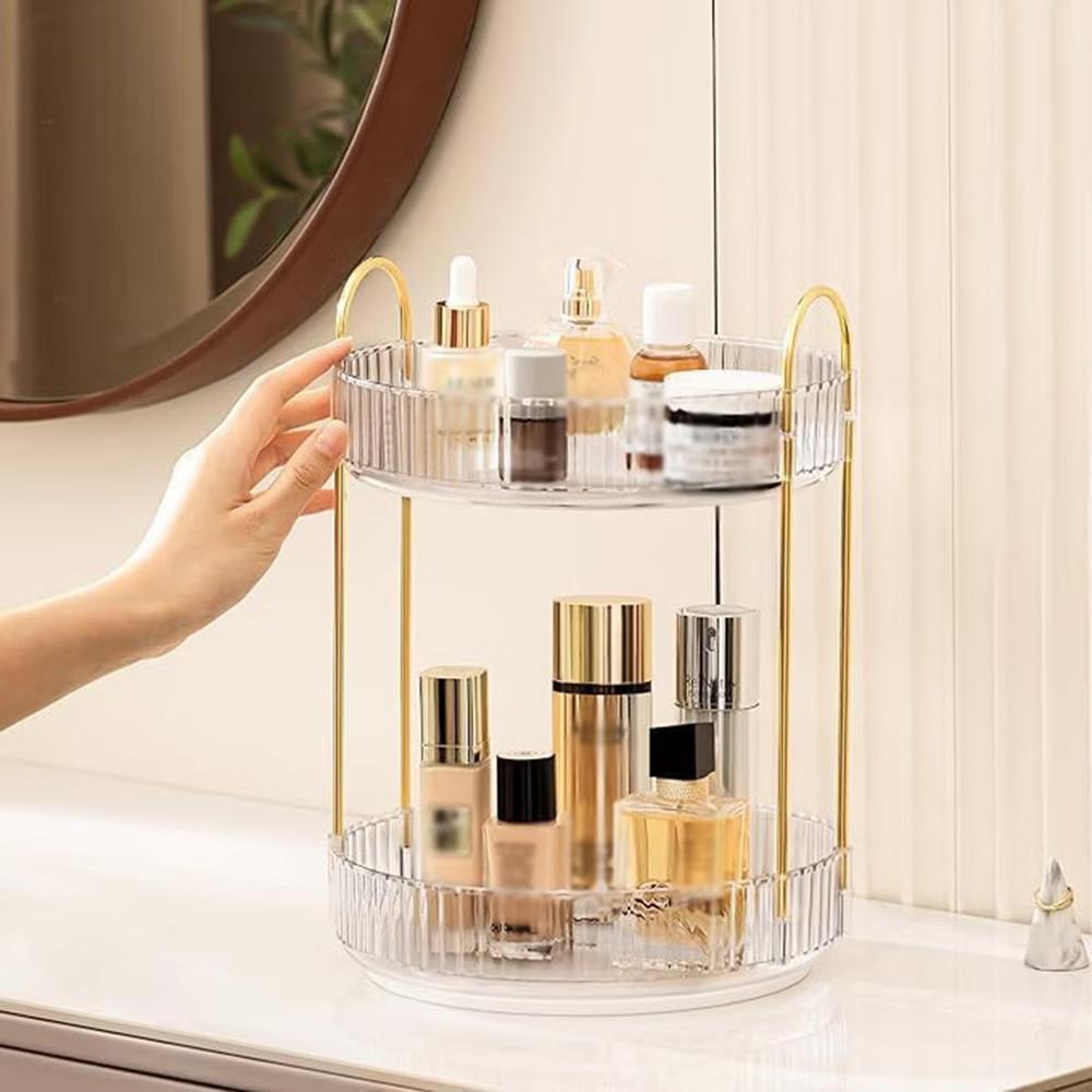 AEELLEEA 360° Rotating Makeup Organizer, 2 Tier Lazy Susan Cosmetic Storage for Vanity, Bathroom Countertop, Skincare & Perfume Holder - Image 8