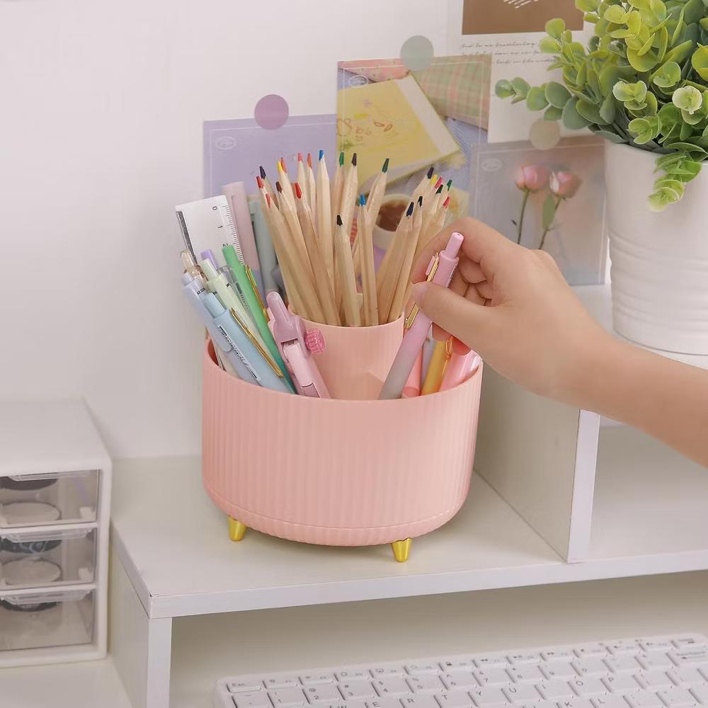 Maison 360 Rotating Plastic Desk Pen And Makeup Organizer With 5 Slots - Image 18