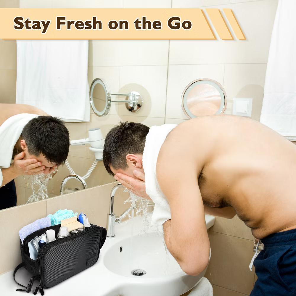 Tirrinia Travel Waterproof Toiletry Bag for Men, Wet-Dry Separation Toiletry Kit, Black - Image 5