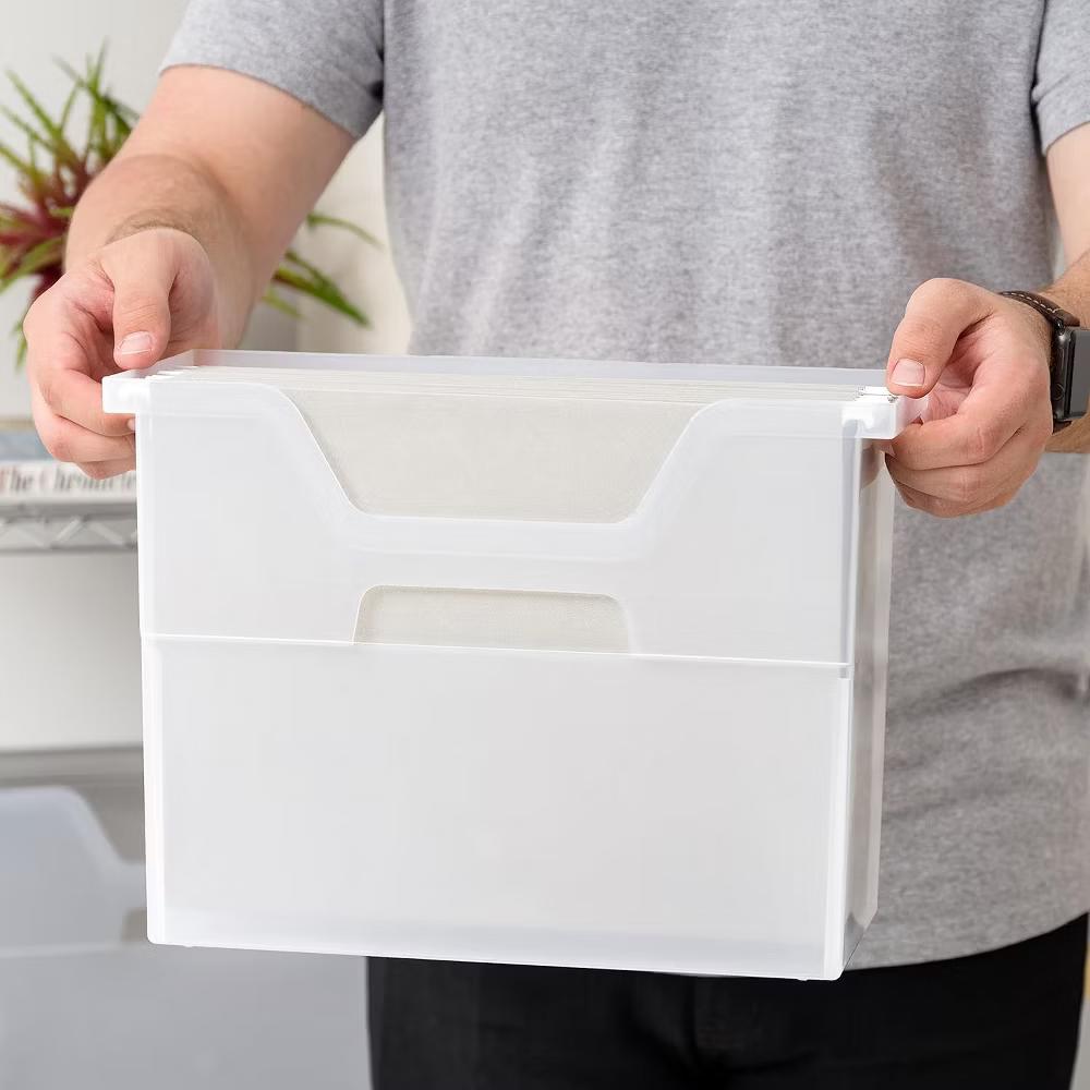 Medium Portable Desktop File Box with Open Top, Letter Size, Clear - Image 4