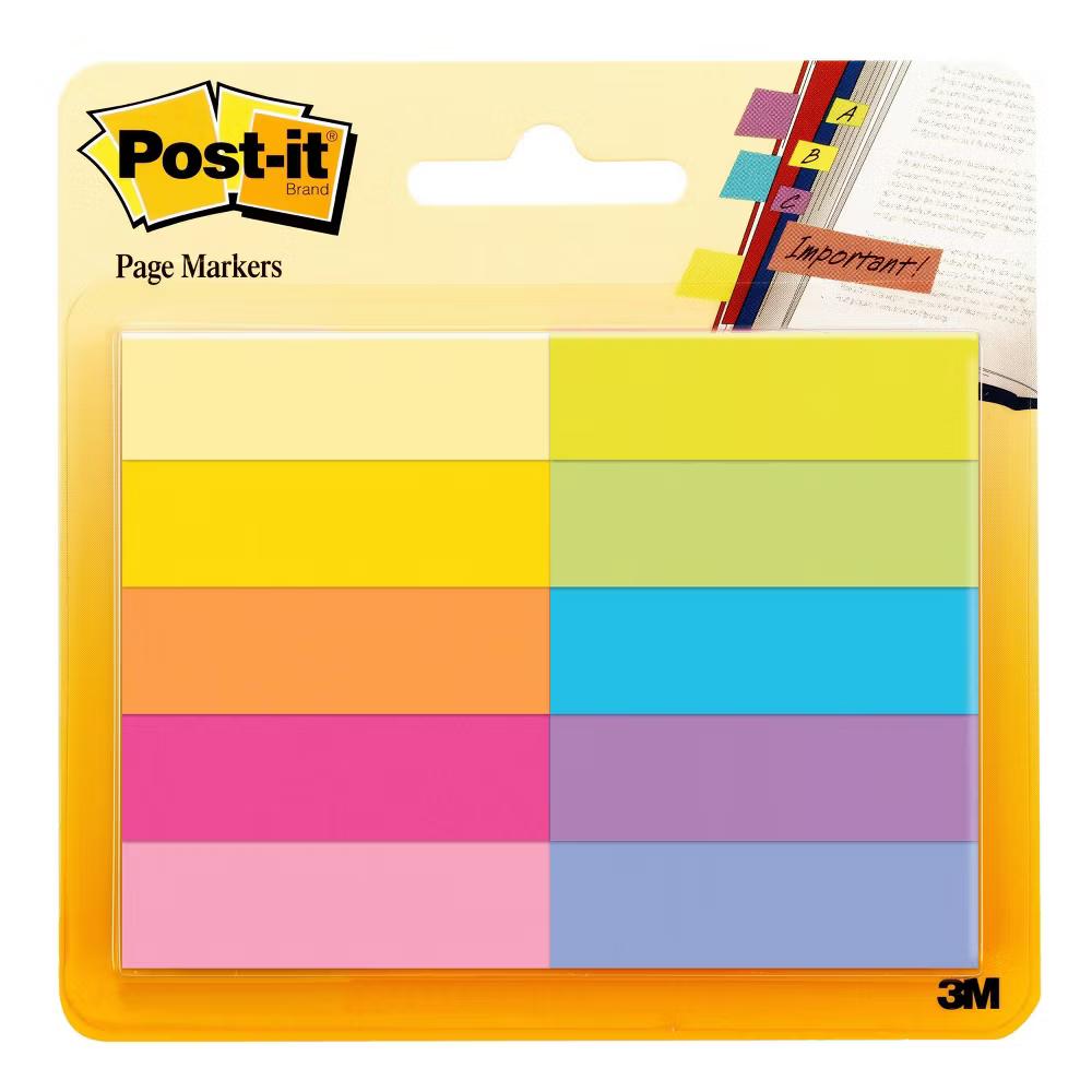 10pk 1/2"x2" Page Markers Assorted Bright Colors - Image 3