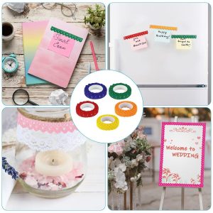 Cotton Self-Adhesive DIY Craft Decorative Lace Ribbon Tapes 0.6" 2 Yards 6 Pcs