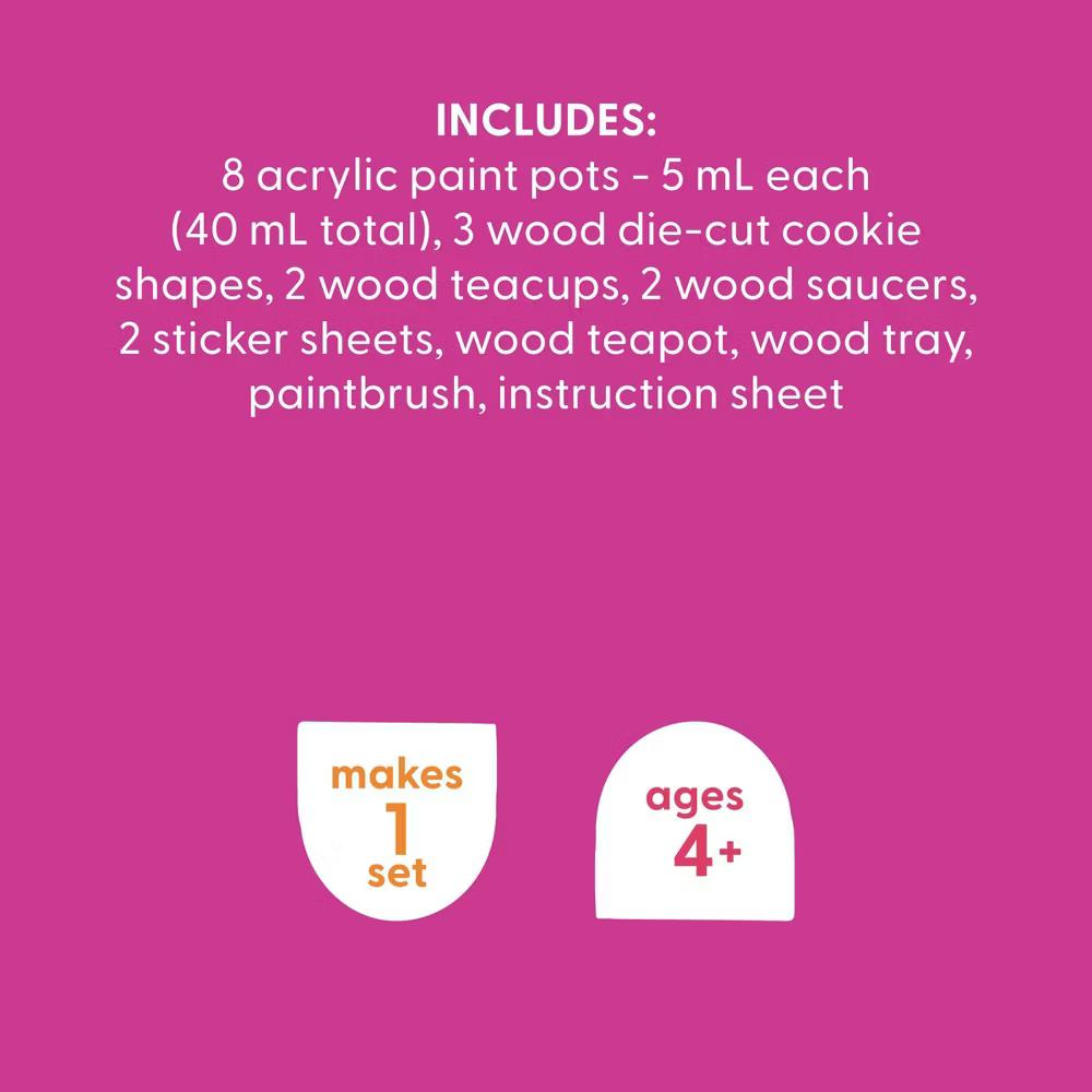 Paint-Your-Own Wood Tea Set Kit - Custom Tea Sets for 4 Year Olds, Includes Paint & Stickers - Image 6