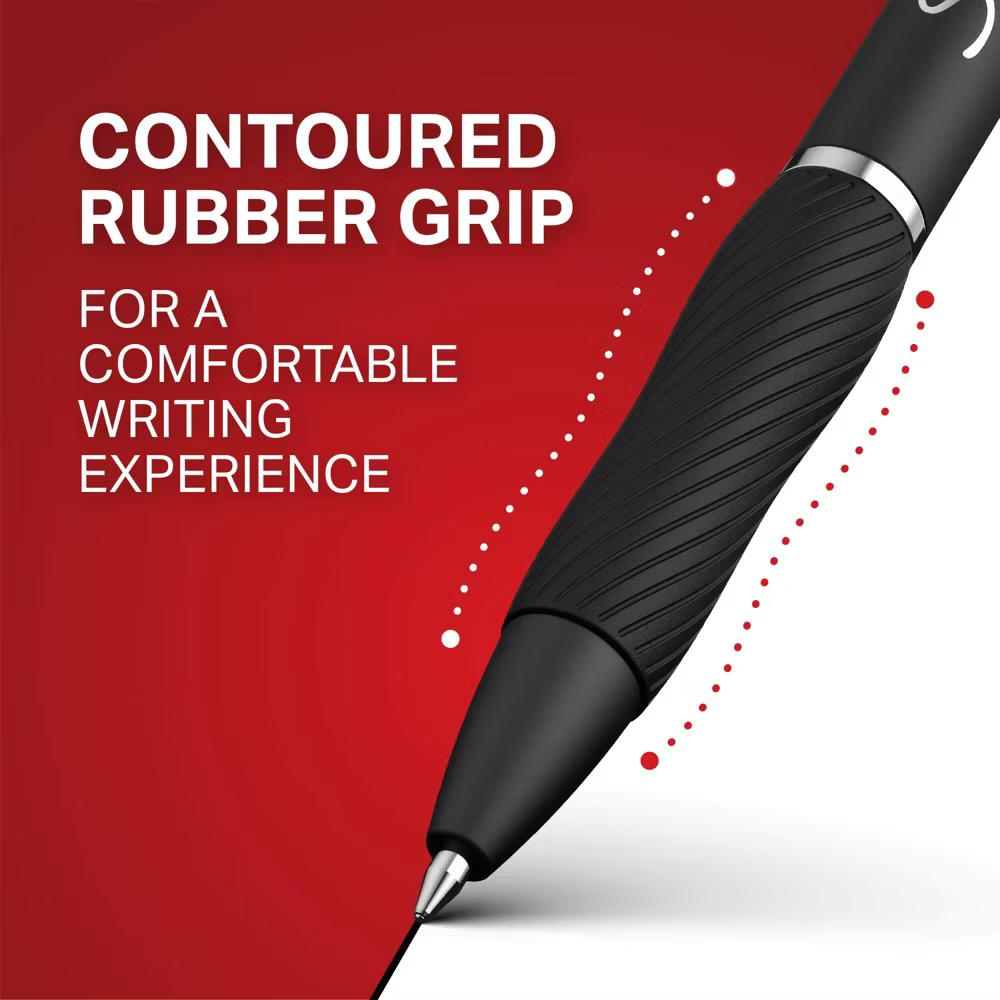 4pk S-Gel Gel Pens Black 0.7mm Medium Tip - Red, Blue, Black Ink: Retractable Pen Set with Contoured Grip & Pocket Clip - Image 4
