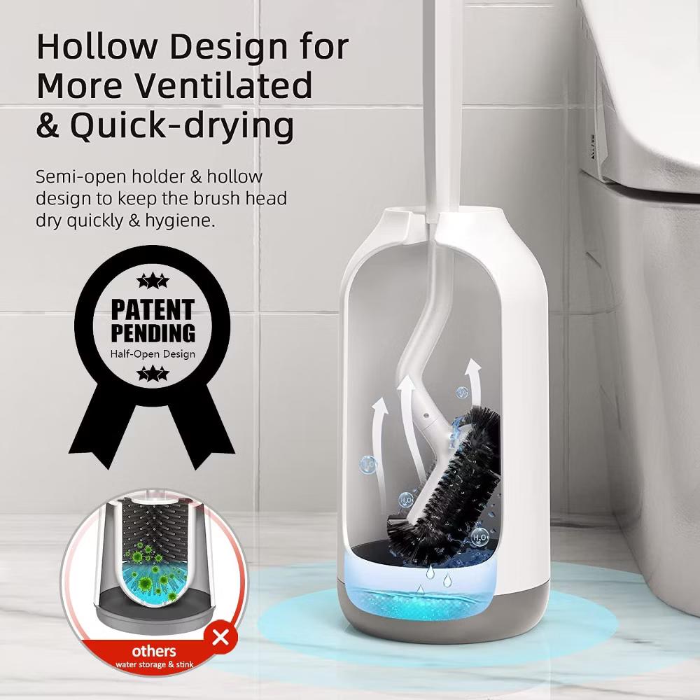 Toilet Bowl Brush Holder Set: 2 Pack Bathroom Deep Cleaning Toilet Cleaner Scrubber Under Rim with Curved Bristle for Dead Corner Clean - Image 6