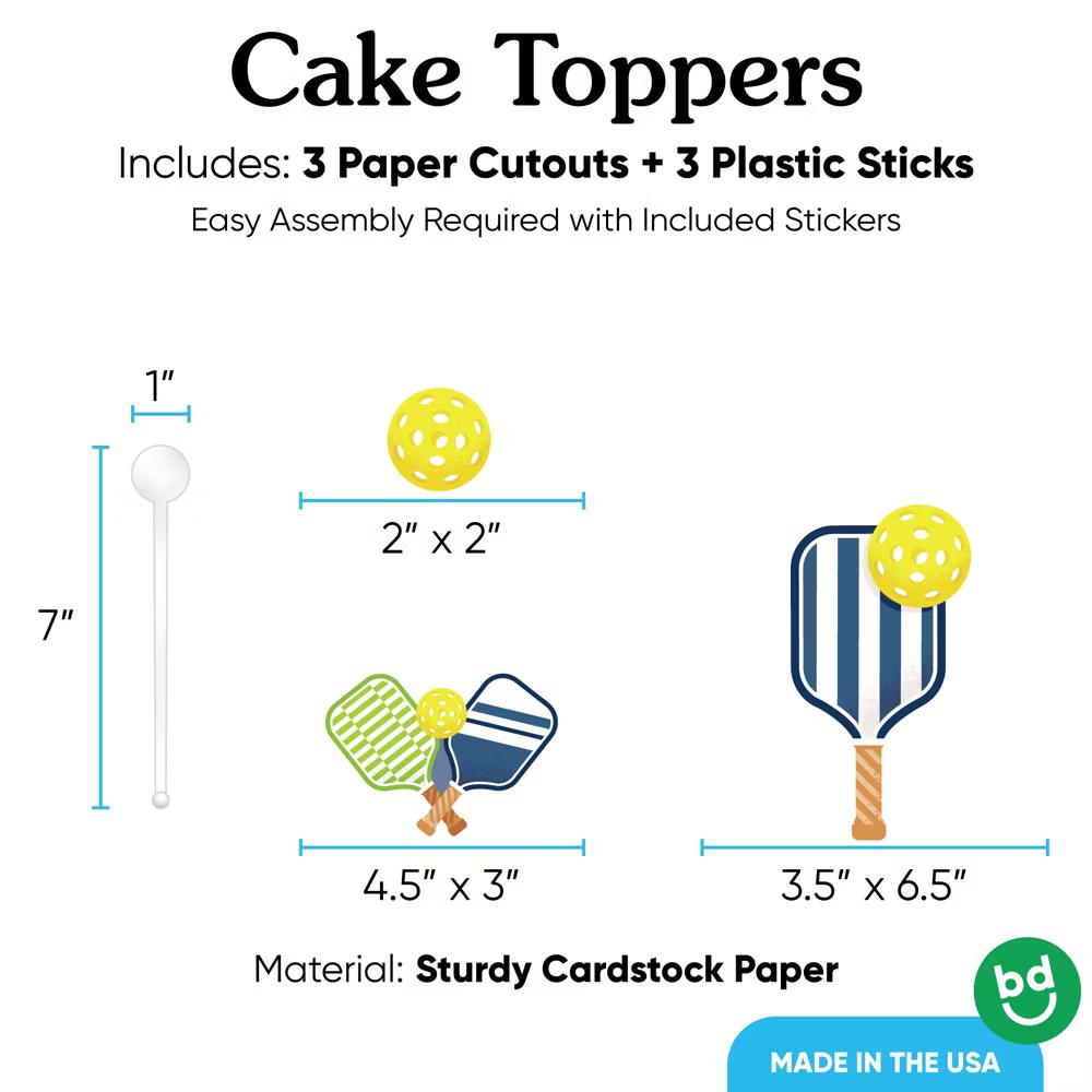 Pickleball Cake Topper Set, Let’s Rally Birthday Party Dessert Decorations for Pickleball Retirement or Tournament Party – 3 Ct - Image 3