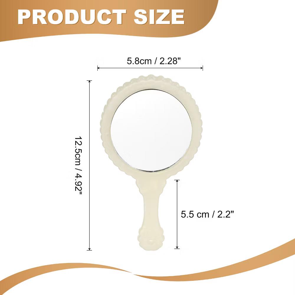 Oval Vintage Acetic Acid Handle Cosmetic Travel Hand Held Mirror - Image 31