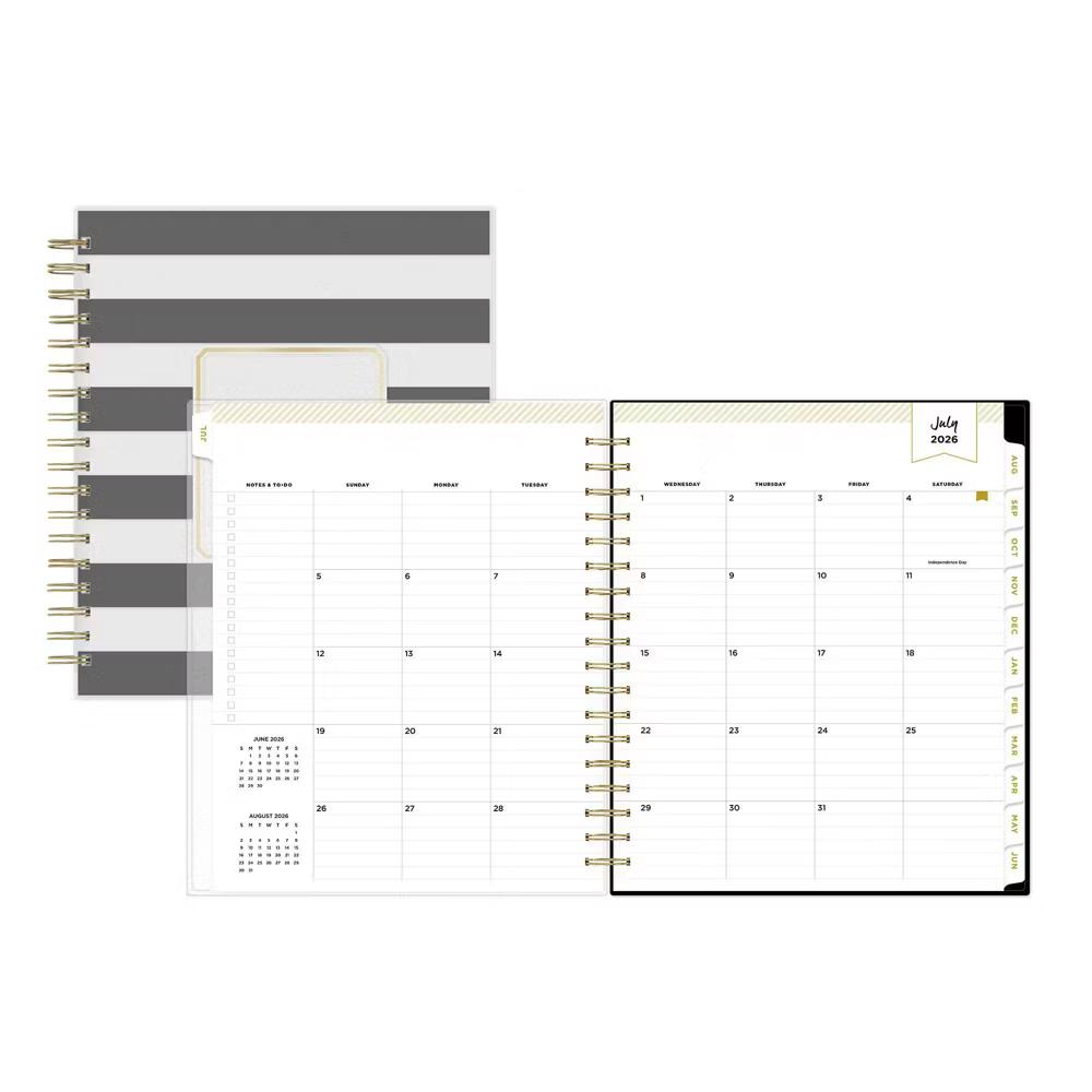 Day Designer 8"x10" AY 2026-2027 Planner Rugby Stripe Black Frosted 27 Daily/Monthly Safety Wirebound - Image 11