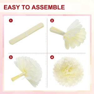 Wedding Shower Bridal Party Decoration 3 Size Paper Pom Poms Flower Ball 15 Pcs