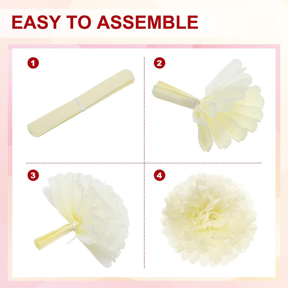 Birthday Bachelorette Wedding Party Paper Pom Poms Flower Ball Kit 12 Pcs