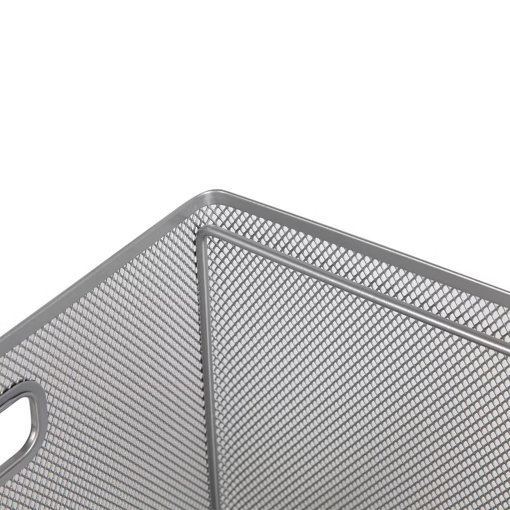 Mesh Crate File Box 10"x14" 13.25" Silver - Hanging File Organizer Storage Bin - Image 4