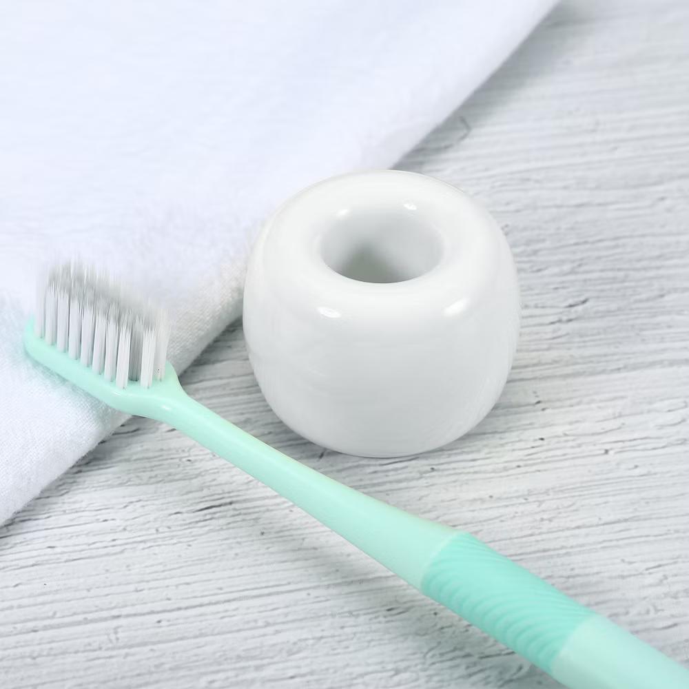 Bathroom Round Mini Ceramic Toothbrush Holder 1.65"x1.18" 2Pcs - Image 61
