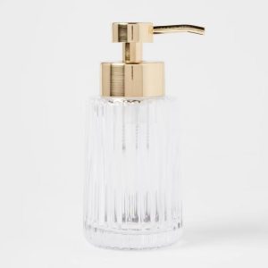 Ribbed Foaming Glass Soap Pump Clear