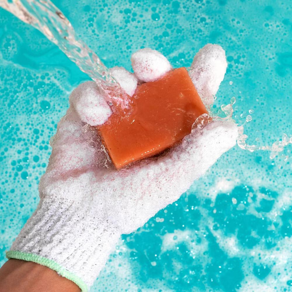 Avocado Oil Infused Gentle Bath Shower Gloves: Exfoliating, Whole Body, Polyfoam, 2 Pieces - Image 4