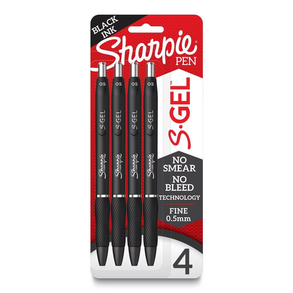 S-Gel 4pk Gel Pens 0.5mm Fine Tip Black: Retractable, Contoured Rubber Grip, Pocket Clip, Stationery & Office - Image 8