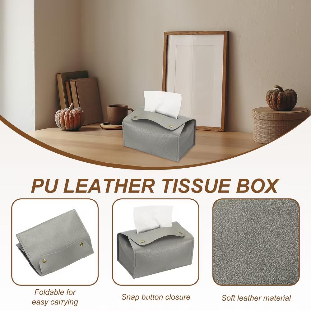 PU Leather Home Car Office Decorative Tissue Box Holder - Image 14