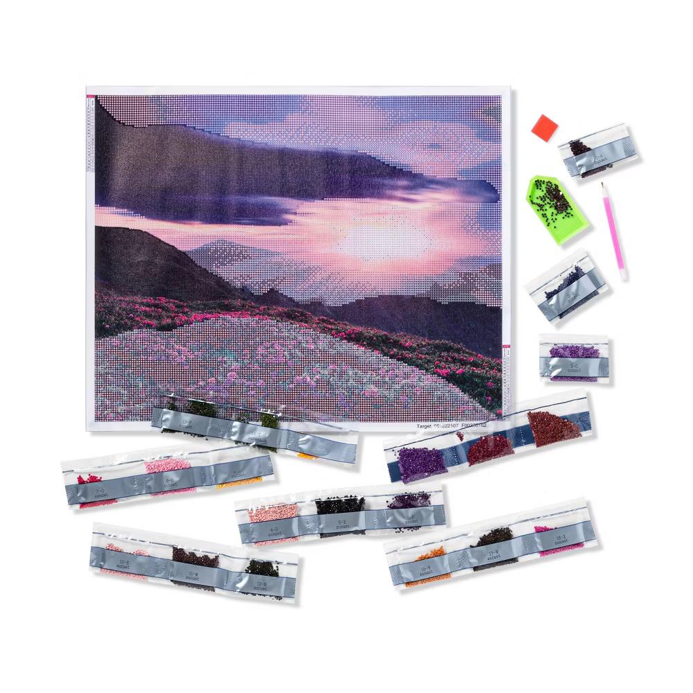 Gem by Number Kit Sunset - DIY Art Kit, Includes Gems & Fabric, Adult Craft Activity - Image 2