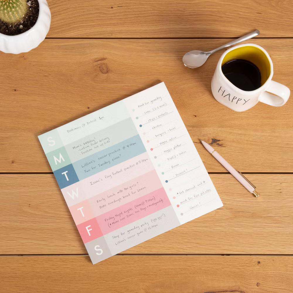 10''x10'' Weekly Combination Pad - Coral Chic: Weekly To Do List, Office Supplies, Notepad, 52 Sheets - Image 7