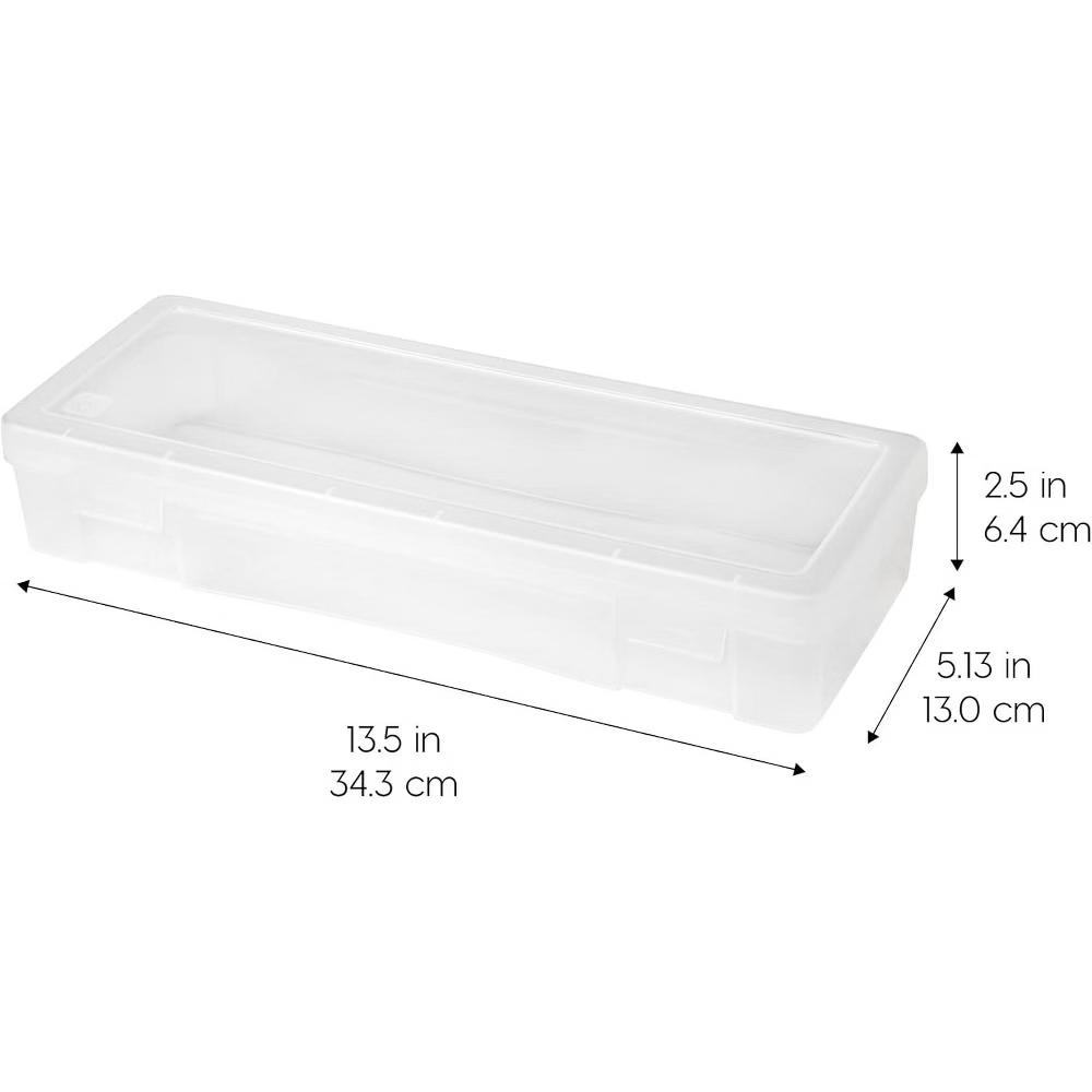 Pencil Case Box Storage Container for Organizing with Snap Lid, Stackable Plastic Pen Pouch, Clear, Large, 6Pk - Image 6