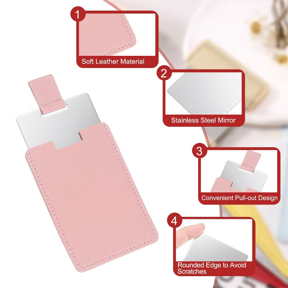PU Leather Stainless Steel Travel Compact Mini Makeup Mirror - Image 16