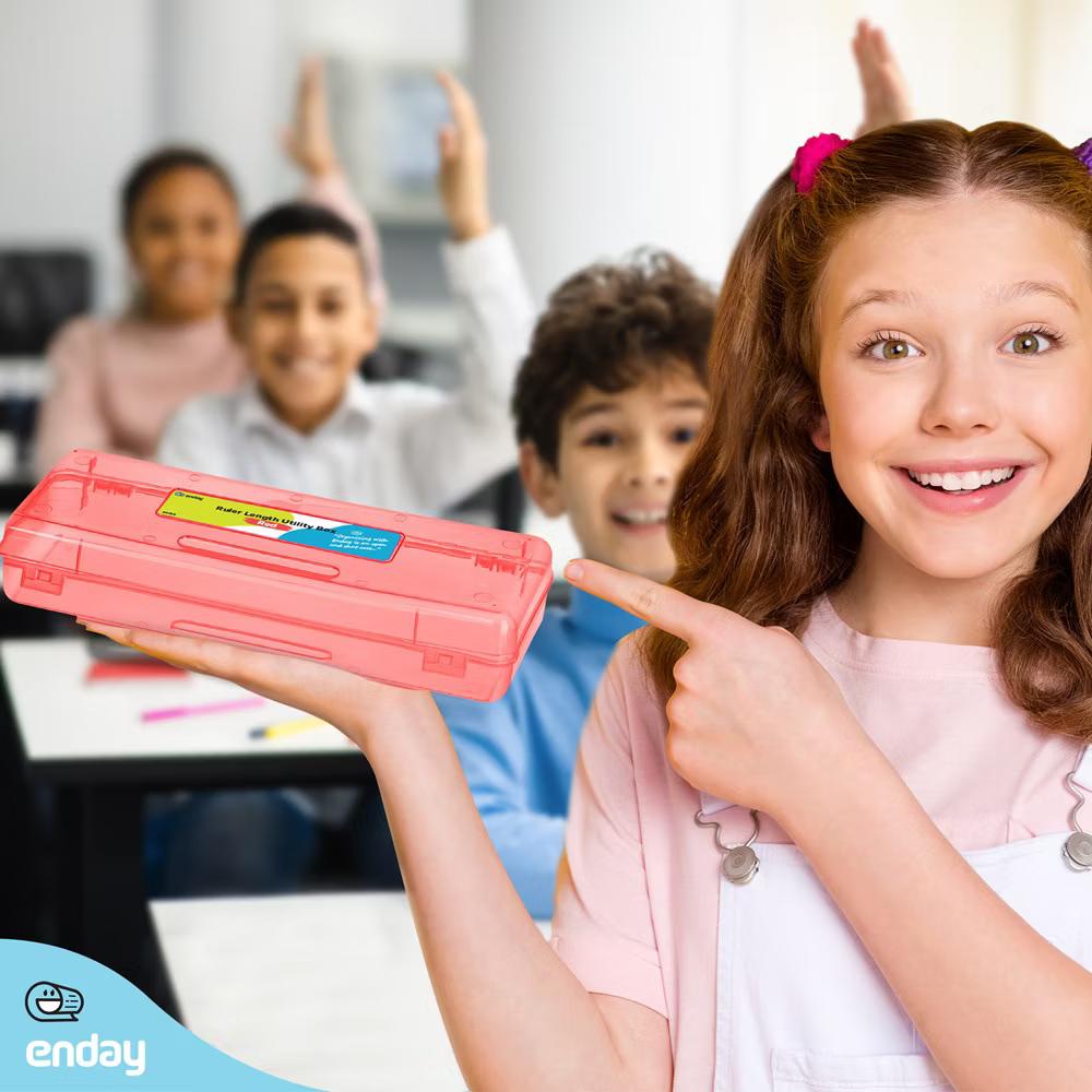 Pencil Box, Storage Organizer Utility Box, Multipurpose Long Ruler Length School Office Supplies Plastic Pencil Case for Kids & Adults - Image 30