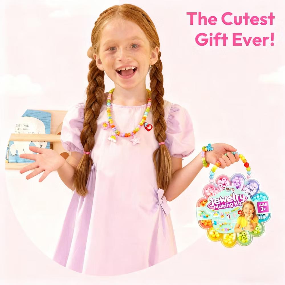 Klever Kits Jewelry Making Kit for Kids, 350+ Colorful Beads and Flower Case, DIY Bracelet Arts & Crafts, Birthday Christmas Gift for Girls Ages 3 - Image 6