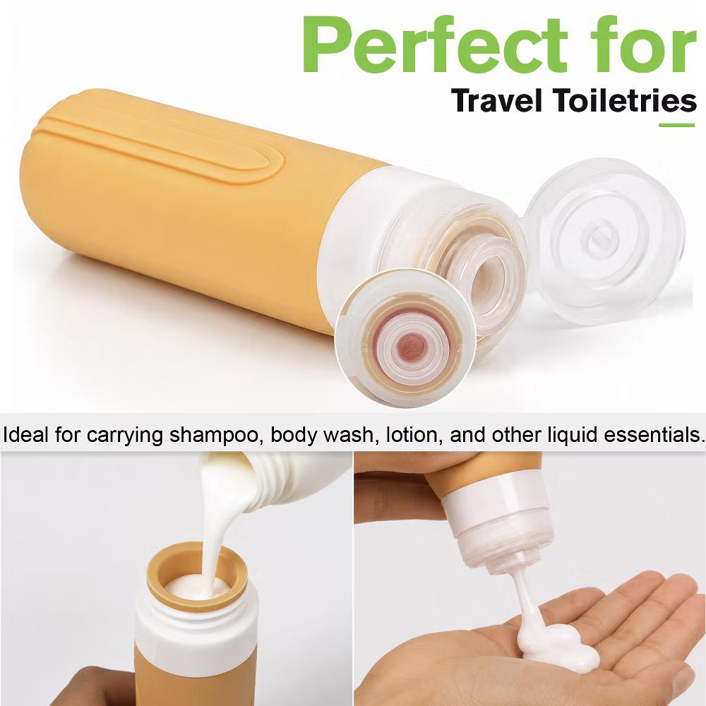 Garnen 4PC/3oz Travel Bottles for Toiletries, TSA Travel Size Toiletry Bag, Silicone Travel Containers Refillable Liquid Shampoo & Conditioners Bottle - Image 4
