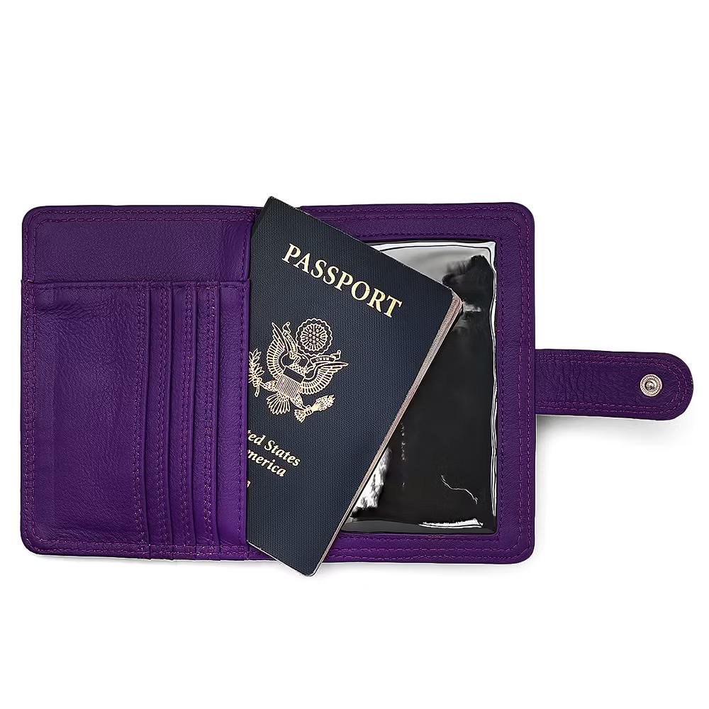 Steeltime Unisex leather passport holder. Color Options: Black, Brown, Navy, Teal, Red, Purple - Image 16