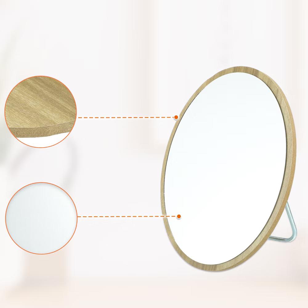 Natural Wooden Foldable Makeup Mirror Beige 1 Pc - Image 5