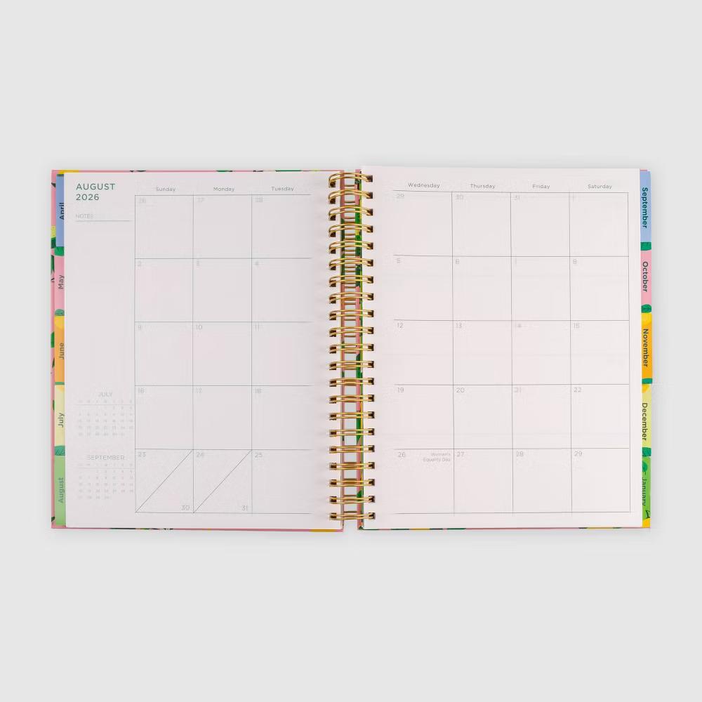 Pulsar Eco Products 9"x11" 2026-2027 Planner Large Hardcover Spiral Pink Lemons 15 months