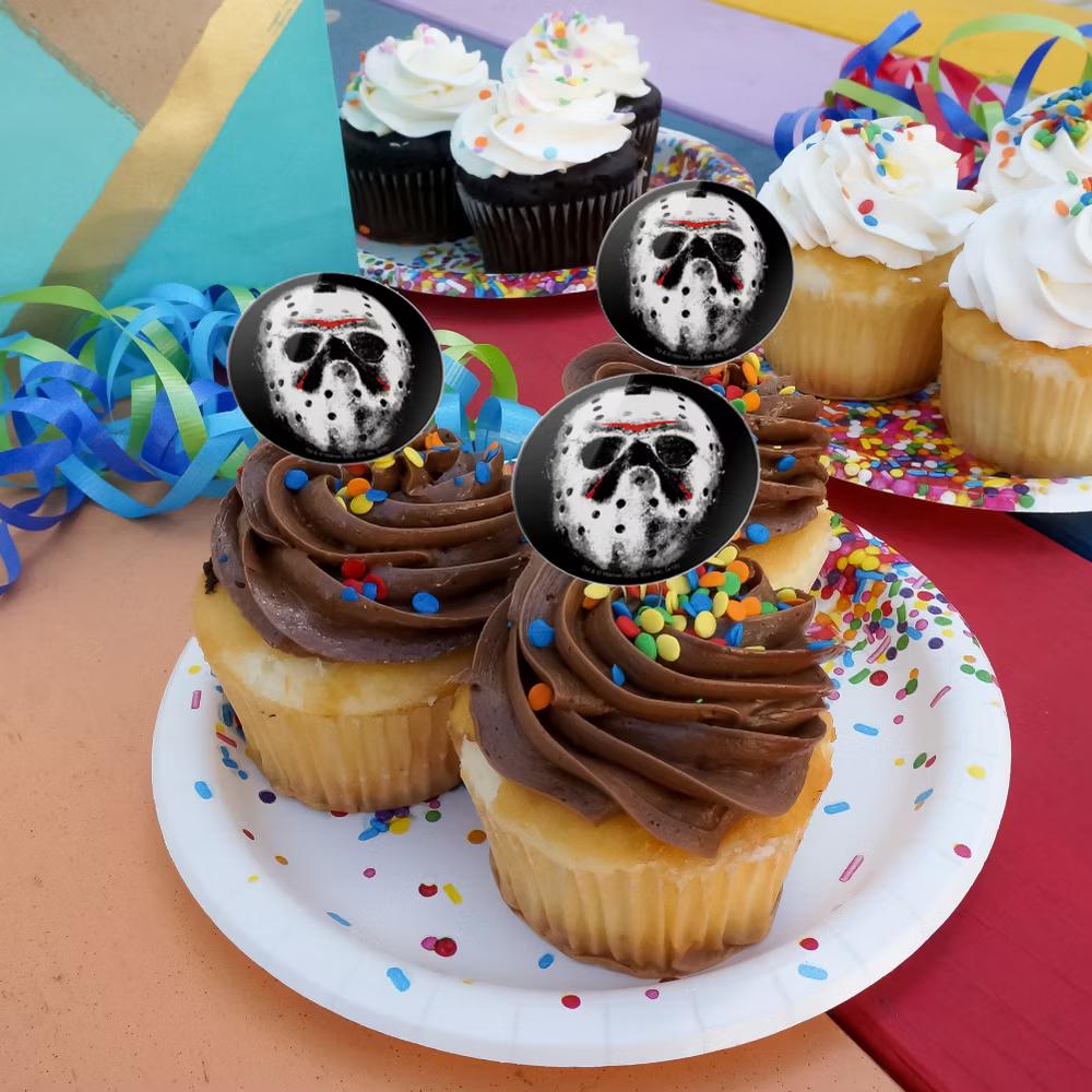 Friday the 13th Jason Mask Cupcake Picks Toppers Decoration Set of 6 - Image 3