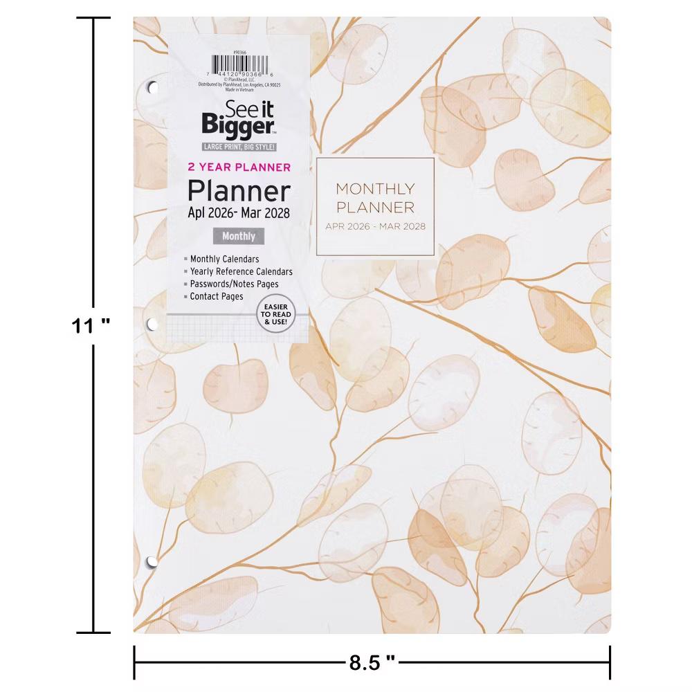 See It Bigger 8.5"x11" April 2026 – March 2028 Monthly Planner Neutral Floral - Image 6