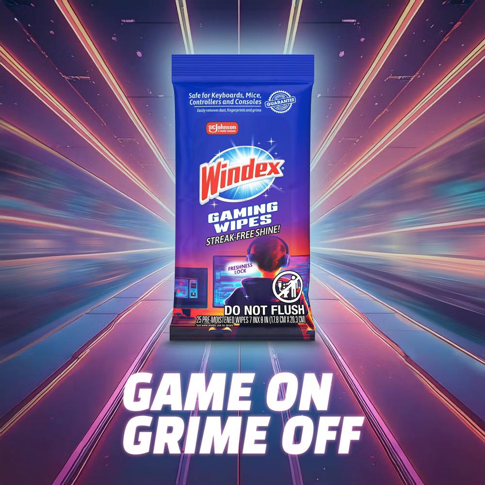 Windex Gaming Electronic All-Purpose Cleaning Wipes - 25ct: Resealable Bag, Streak-Free Surface, Removes Dust, Multi-Surface - Image 6