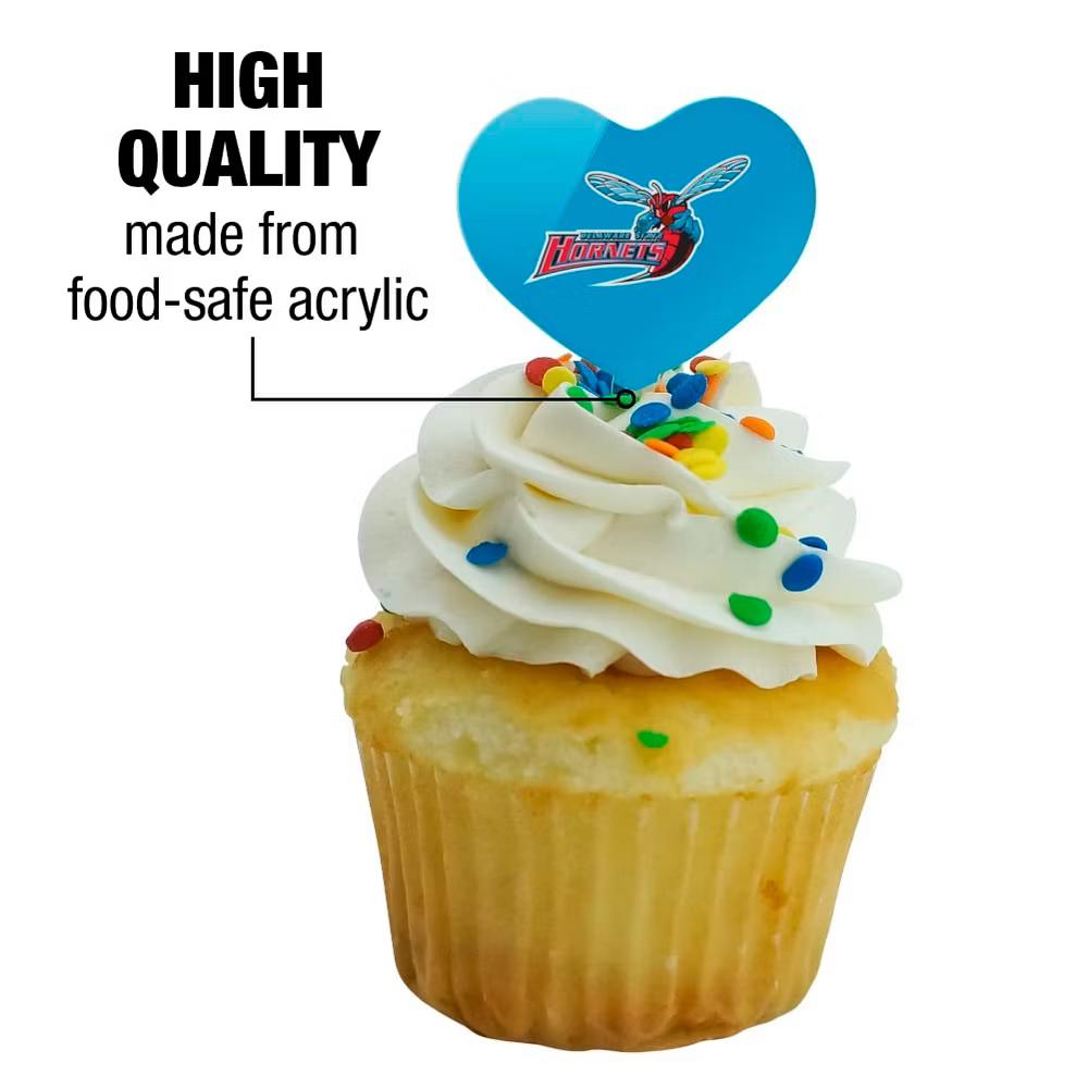 Delaware State University Primary Logo Heart Love Cupcake Picks Toppers Decoration Set of 6 - Image 5