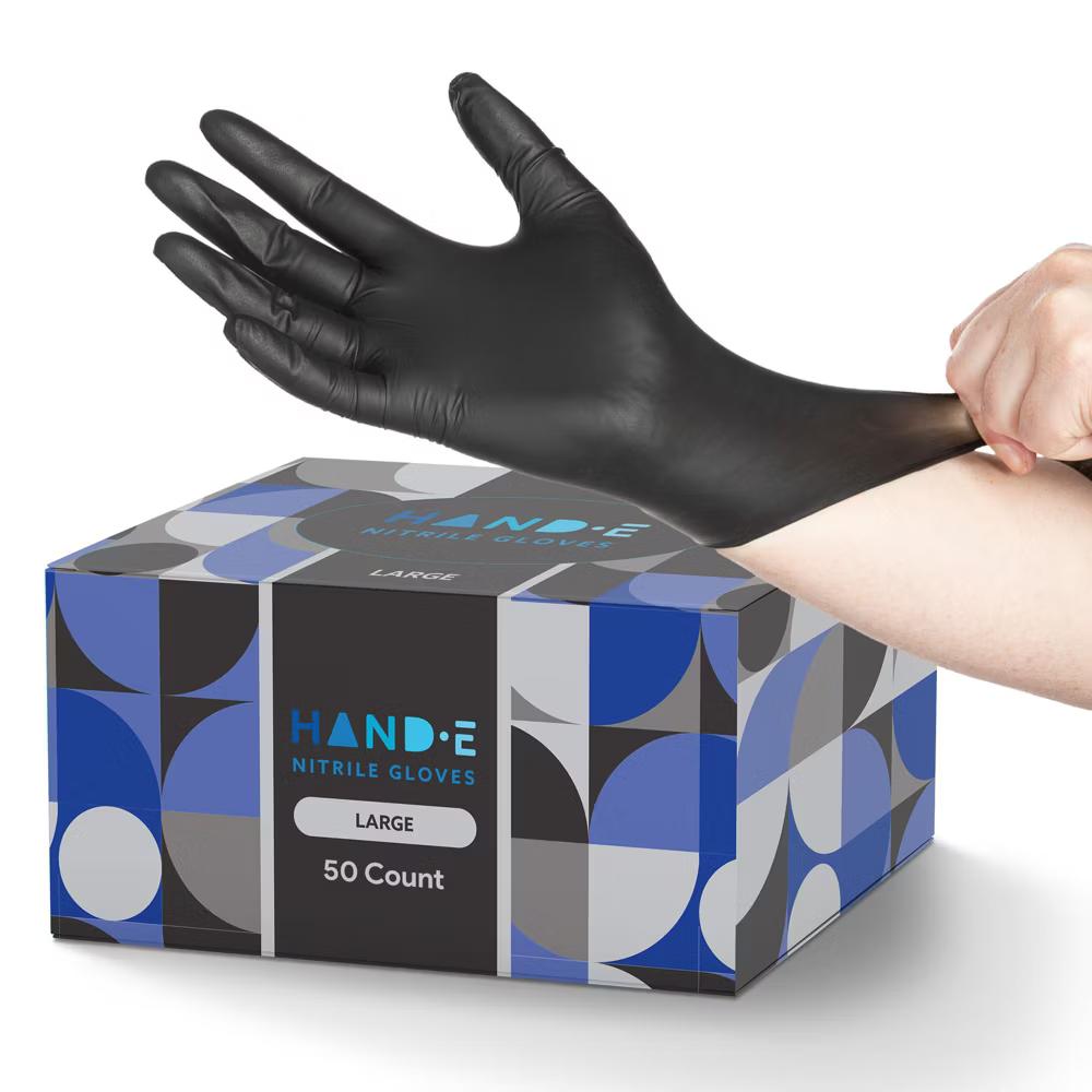 Hand-E Black Nitrile Gloves, Perfect for Cleaning & Cooking - 50 Pack - Image 6