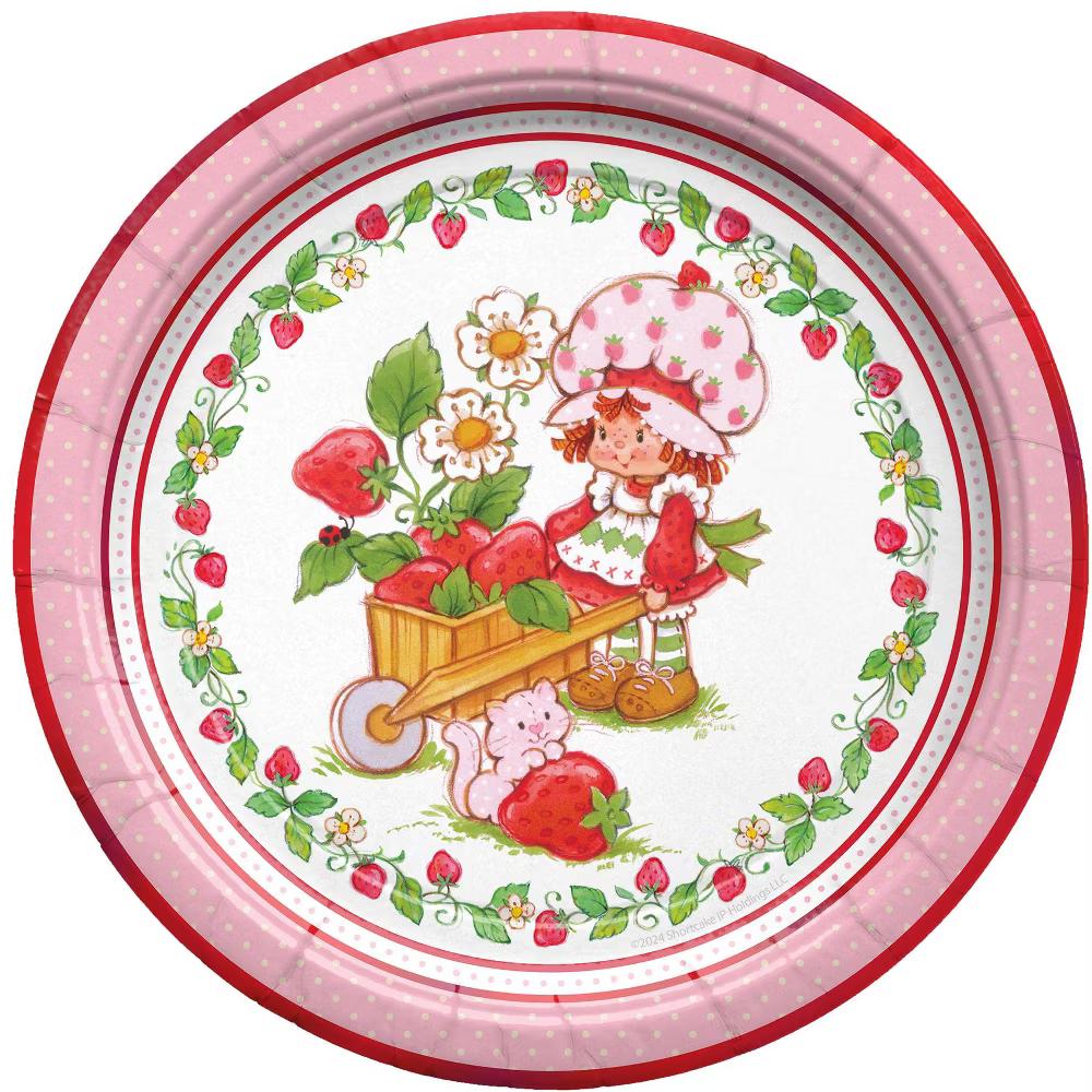 Treasures Gifted Strawberry Shortcake Dinner Plates 9in - Disposable Paper Plates - Strawberry Shortcake Birthday Party Supplies