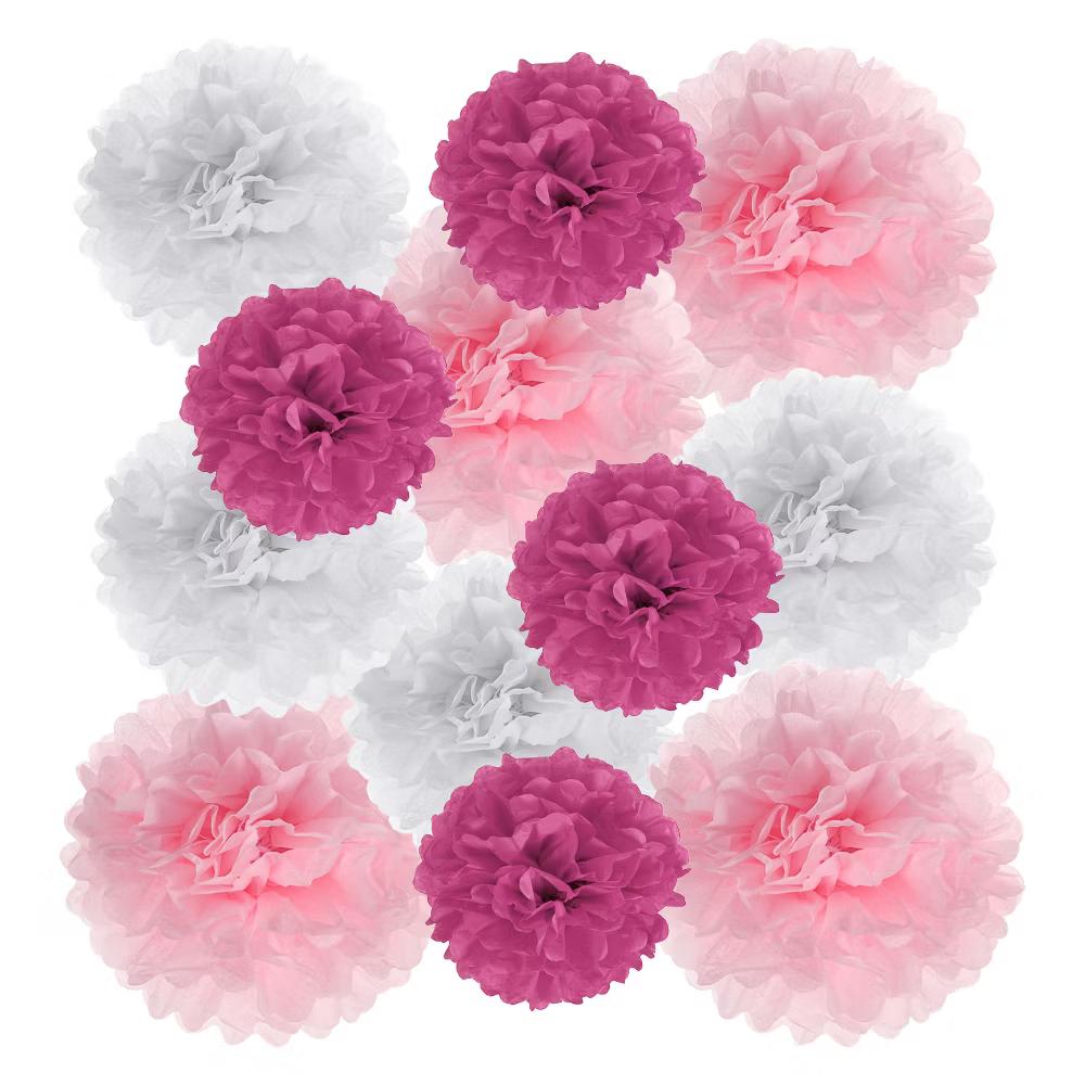 Wedding Shower Bridal Party Decoration 3 Size Paper Pom Poms Flower Ball 15 Pcs - Image 20