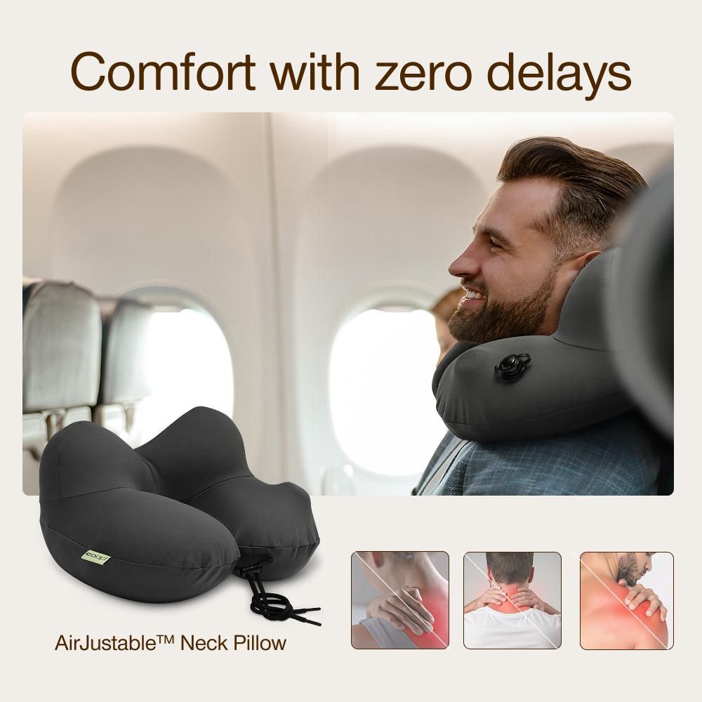 Coop Sleep Goods AirJustable Travel Neck Pillow, Inflatable, Adjustable Support, Memory Foam Travel Pillow with Washable Cover - Image 6