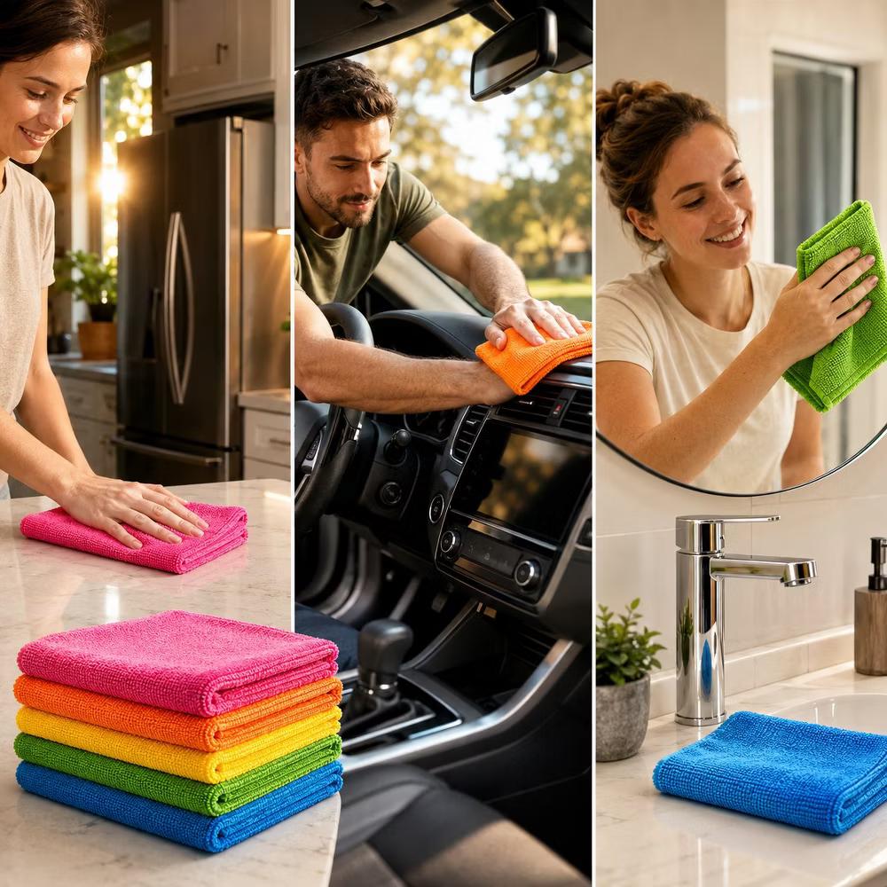 Handy Housewares 12" 14" Colorful Microfiber Cleaning Cloths, Set of 6 - Image 4